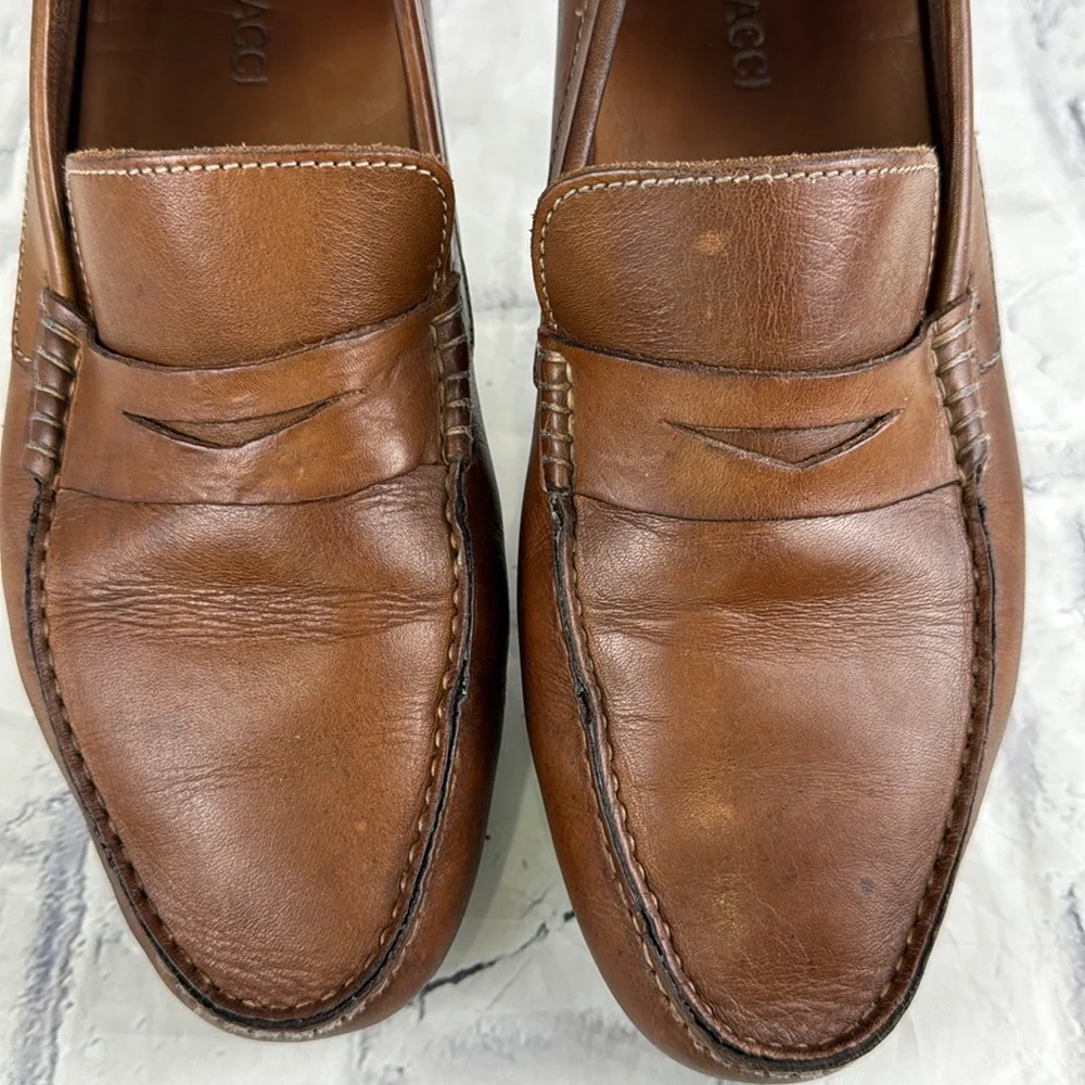 Ugo Bacci Leather Driving Moccasins Penny Loafer Style Slip Ons